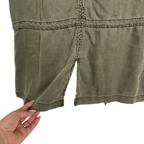 Max Jeans Olive Green Sleeveless Vest Waterfall Collar Adjustable Waist Womens M - Picture 9 of 12